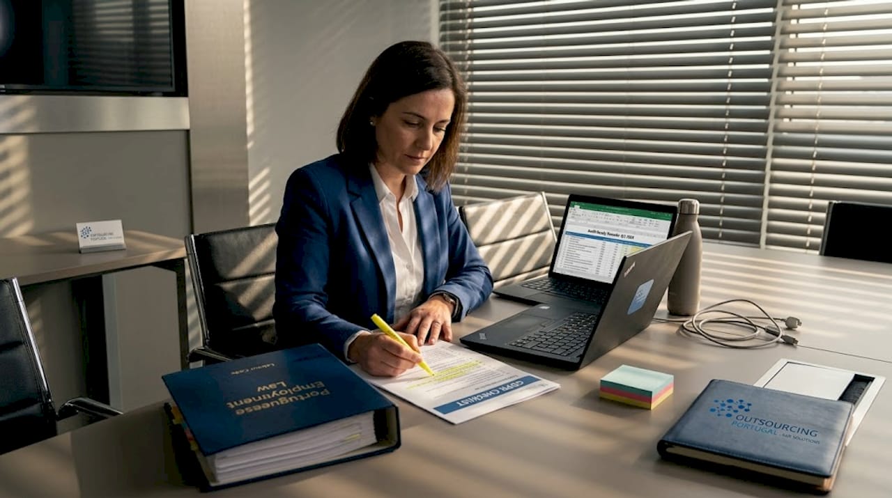 HR manager reviewing data compliance checklist