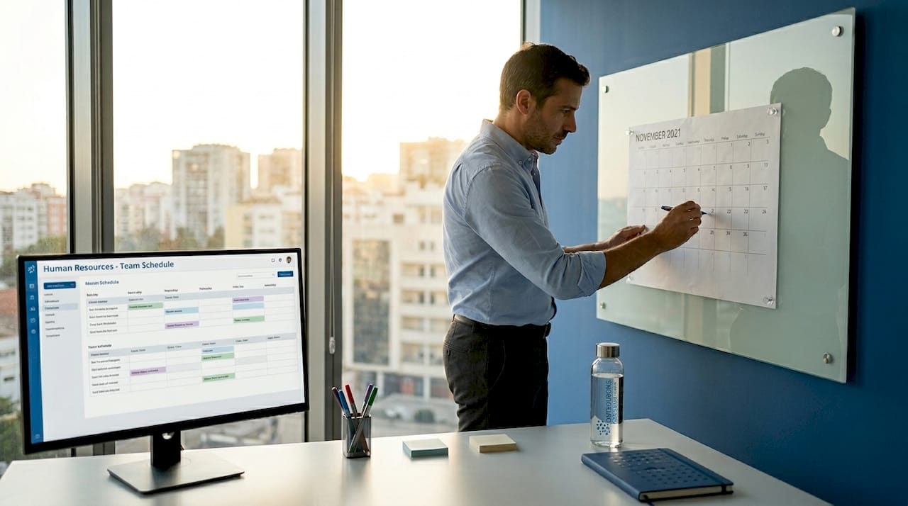 HR specialist adding deadlines to compliance calendar
