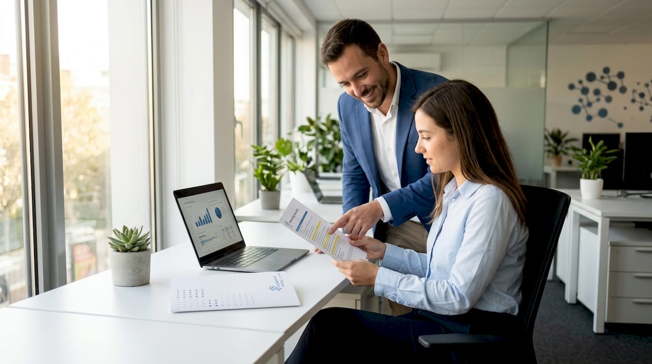 New employee reviewing onboarding checklist with HR