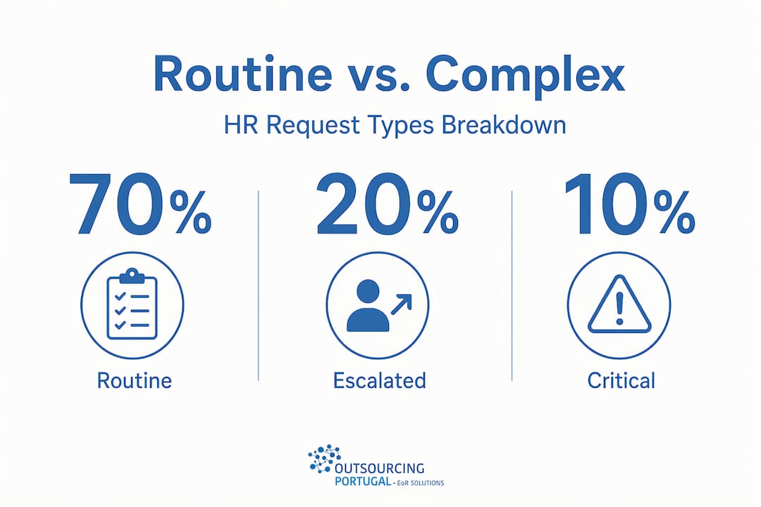 Infographic showing HR request type breakdown by percentage