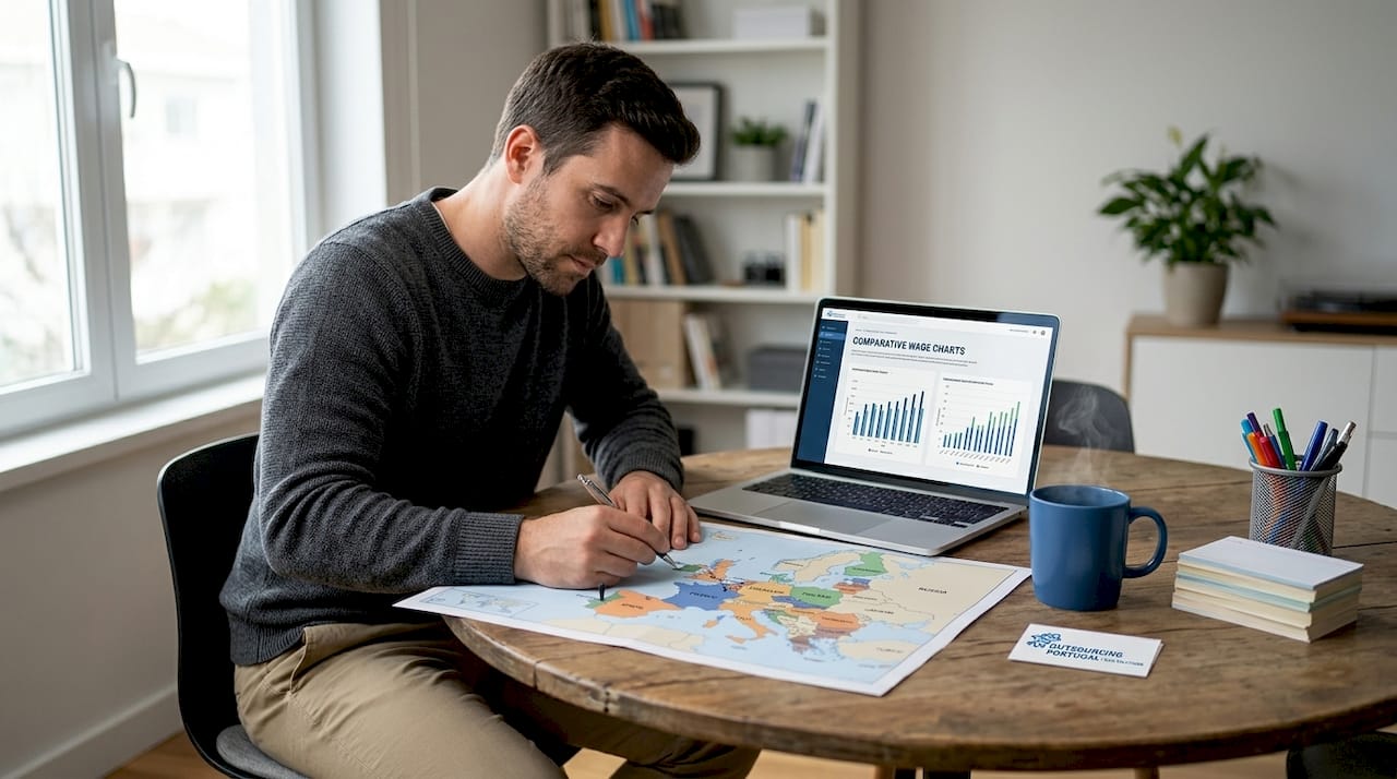 Analyst mapping regional labor wage data