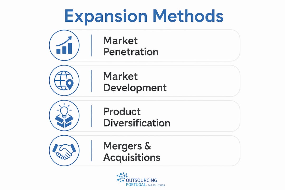 Infographic showing main business expansion methods