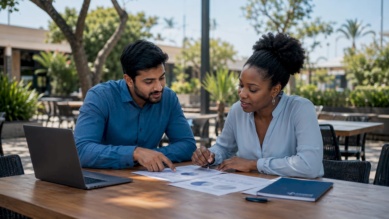 Professionals discussing outsourcing models