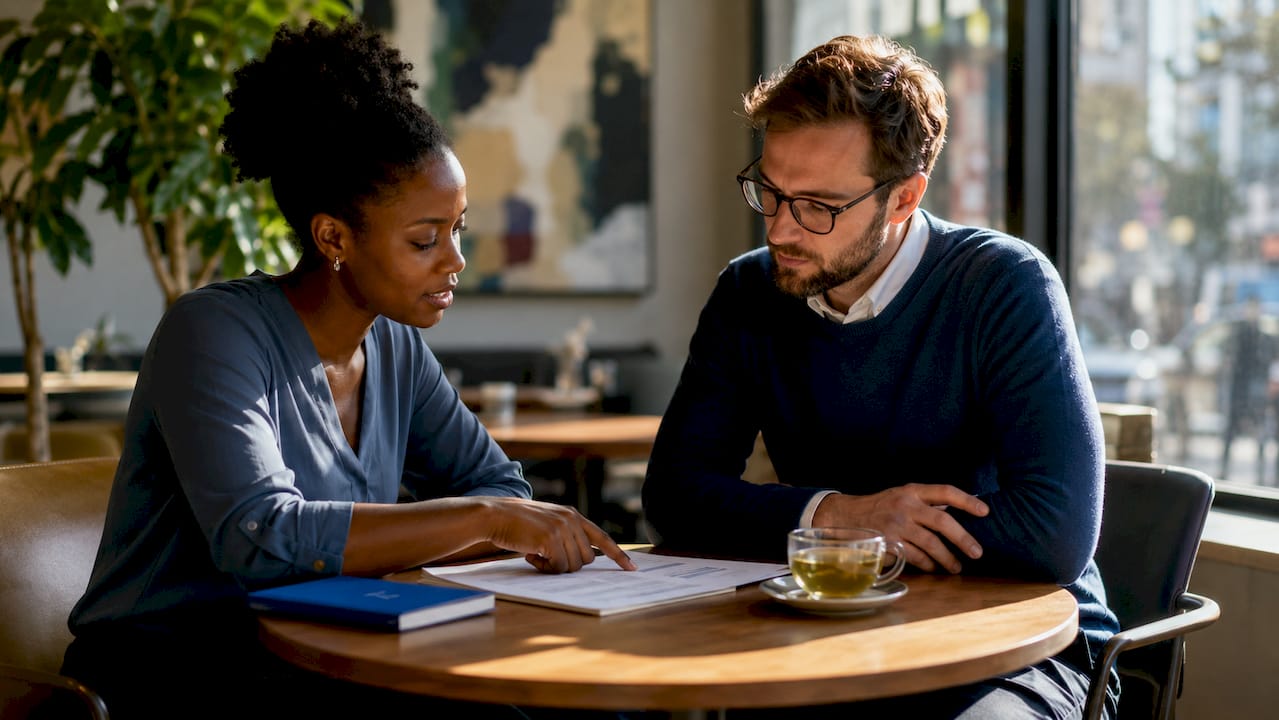 Two colleagues discussing co-employment supervision