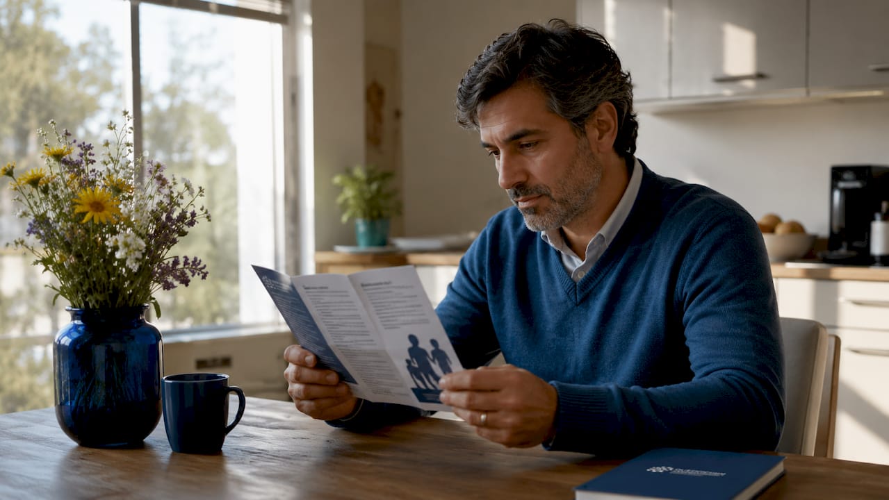 Man reading parental leave guide