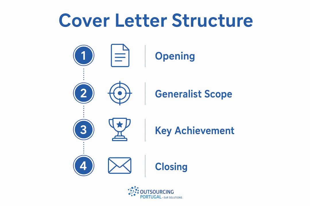 Infographic outlining cover letter structure steps