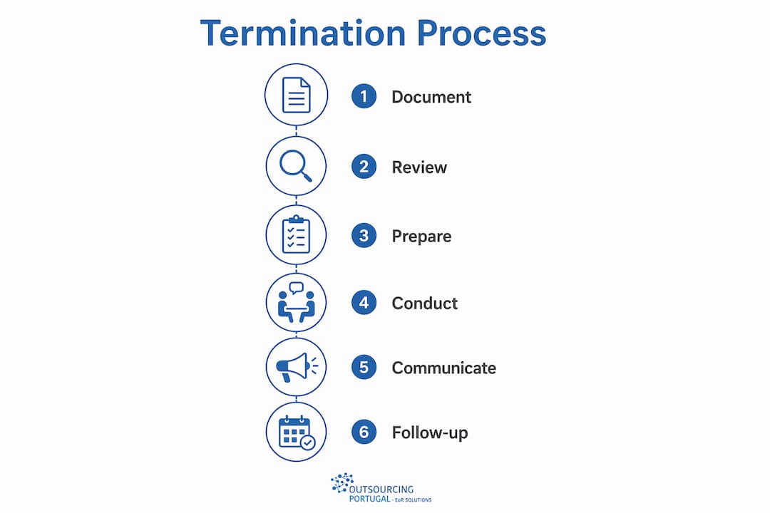 Infographic illustrating employee termination process steps