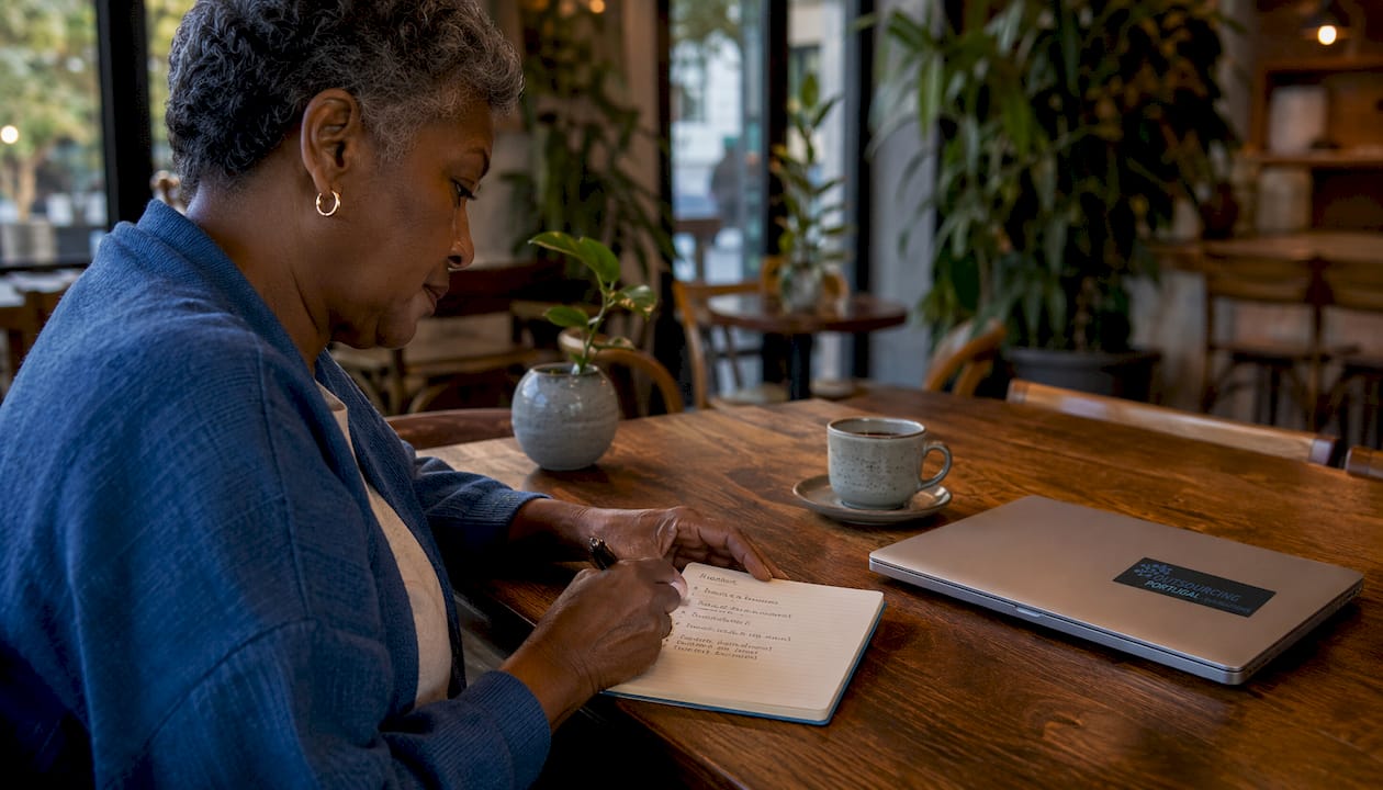 Hands typing job requisition checklist