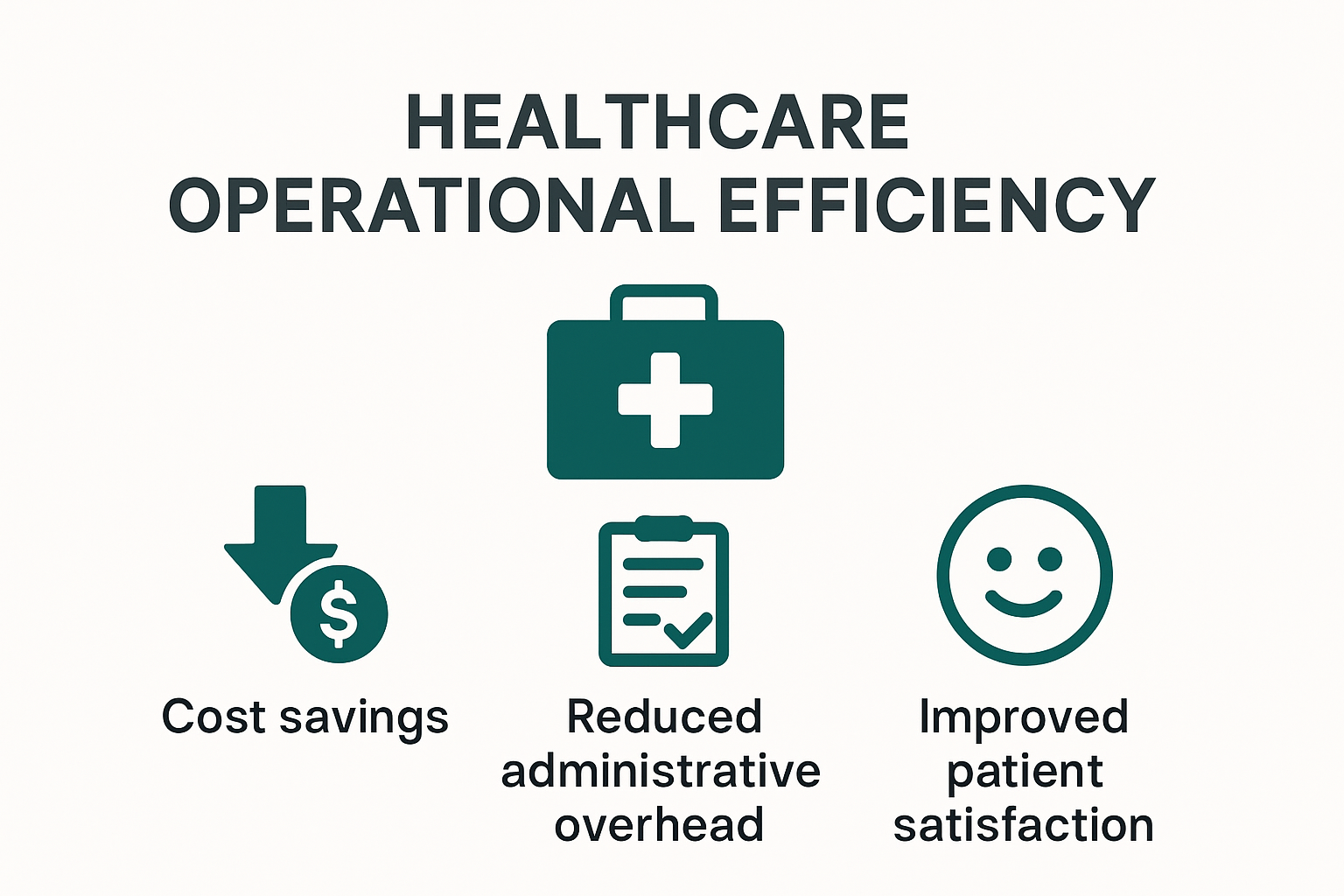 Infographic showing healthcare operational efficiency components and benefits
