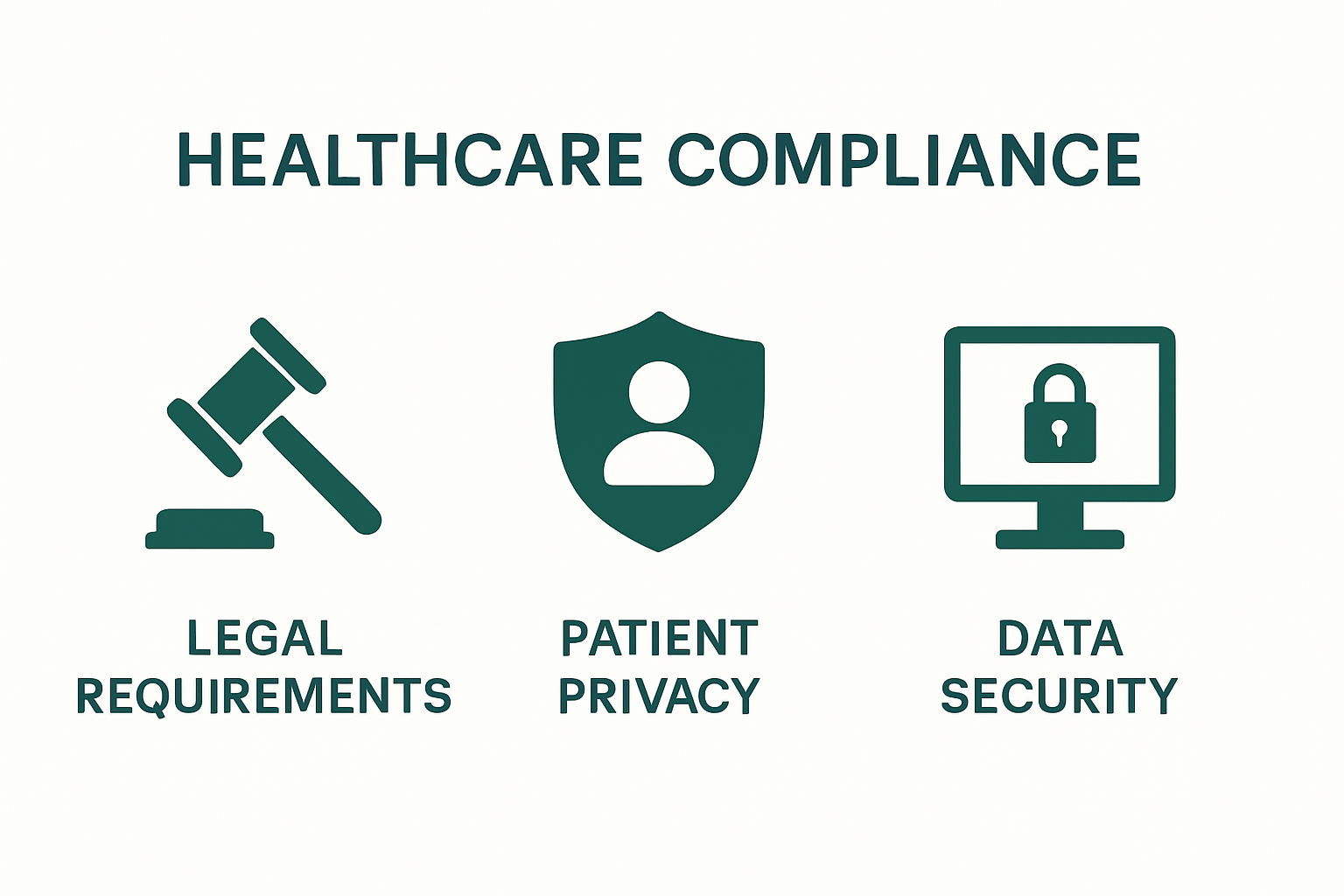 Infographic showing main elements of healthcare compliance framework