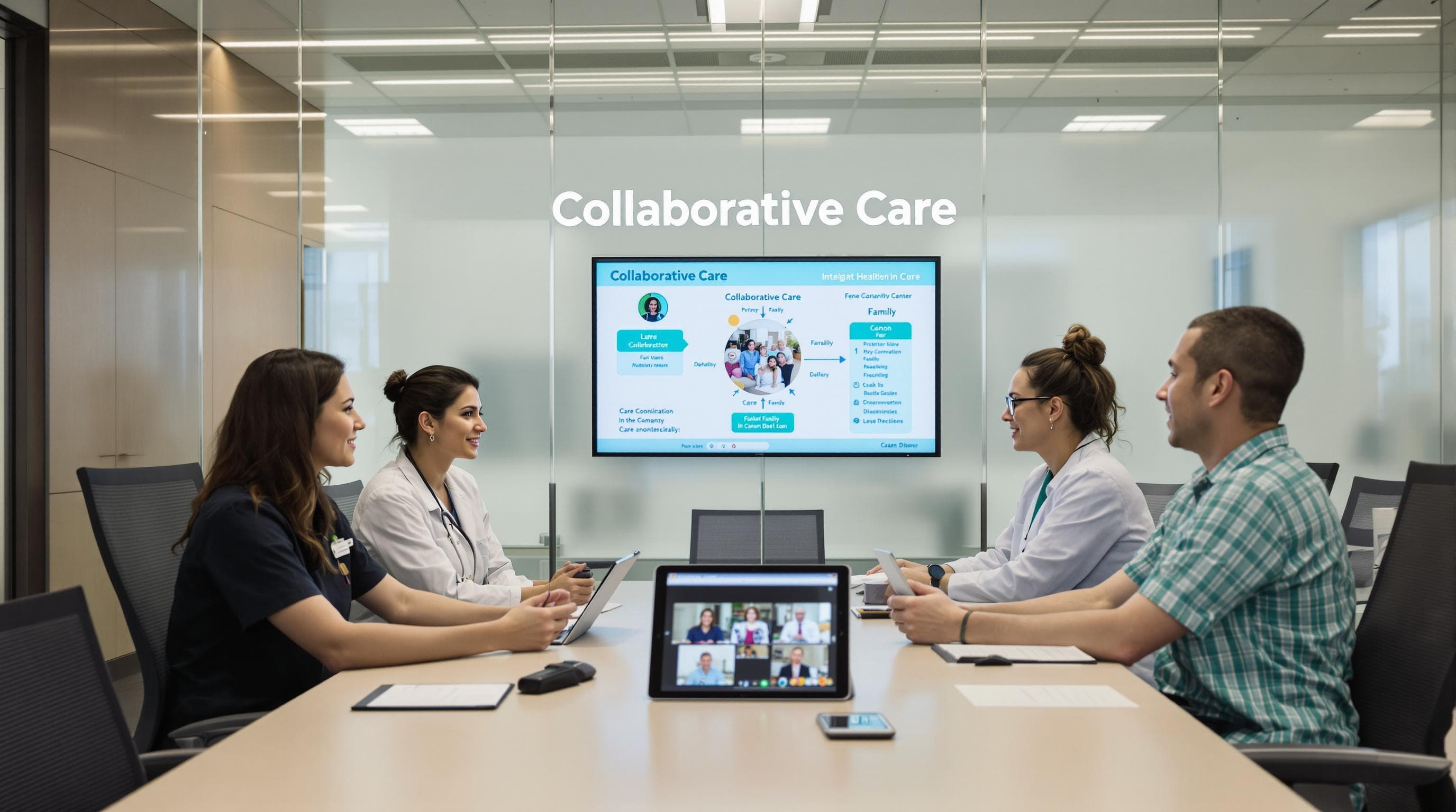 Healthcare team and family collaborate on patient care decisions