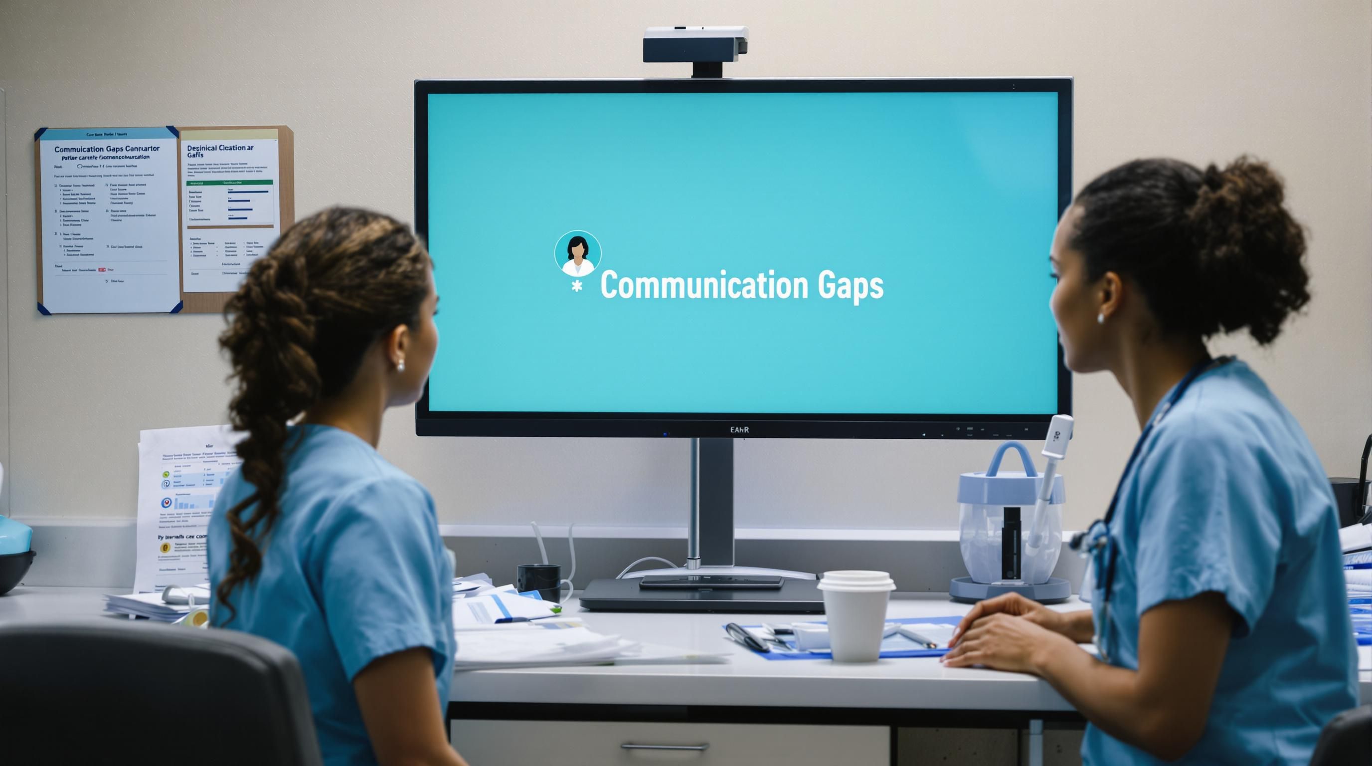 Nurses and doctor reviewing EHR addressing communication gaps