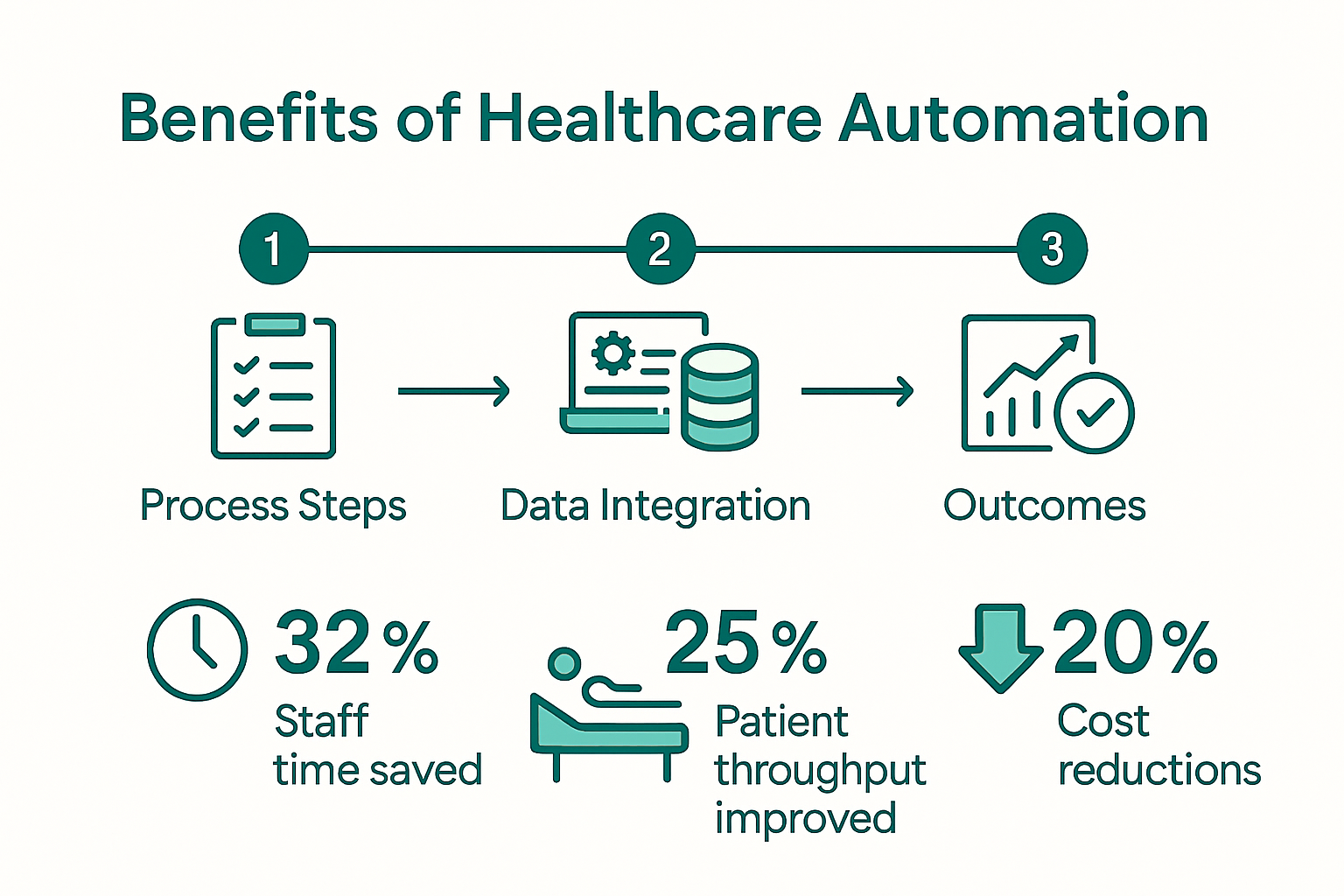 Infographic showing healthcare workflow automation benefits and efficiency gains