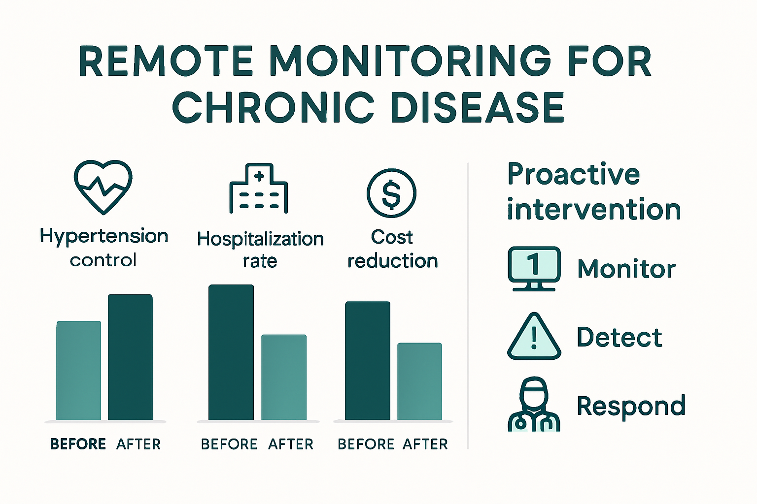 Infographic depicting remote monitoring health outcomes and cost savings