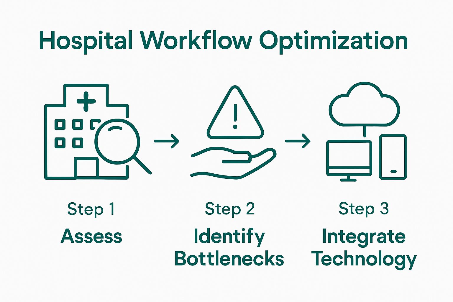 Infographic showing 3 steps to streamline hospital workflows