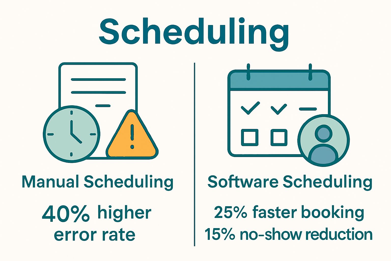 Infographic showing manual vs. software healthcare scheduling