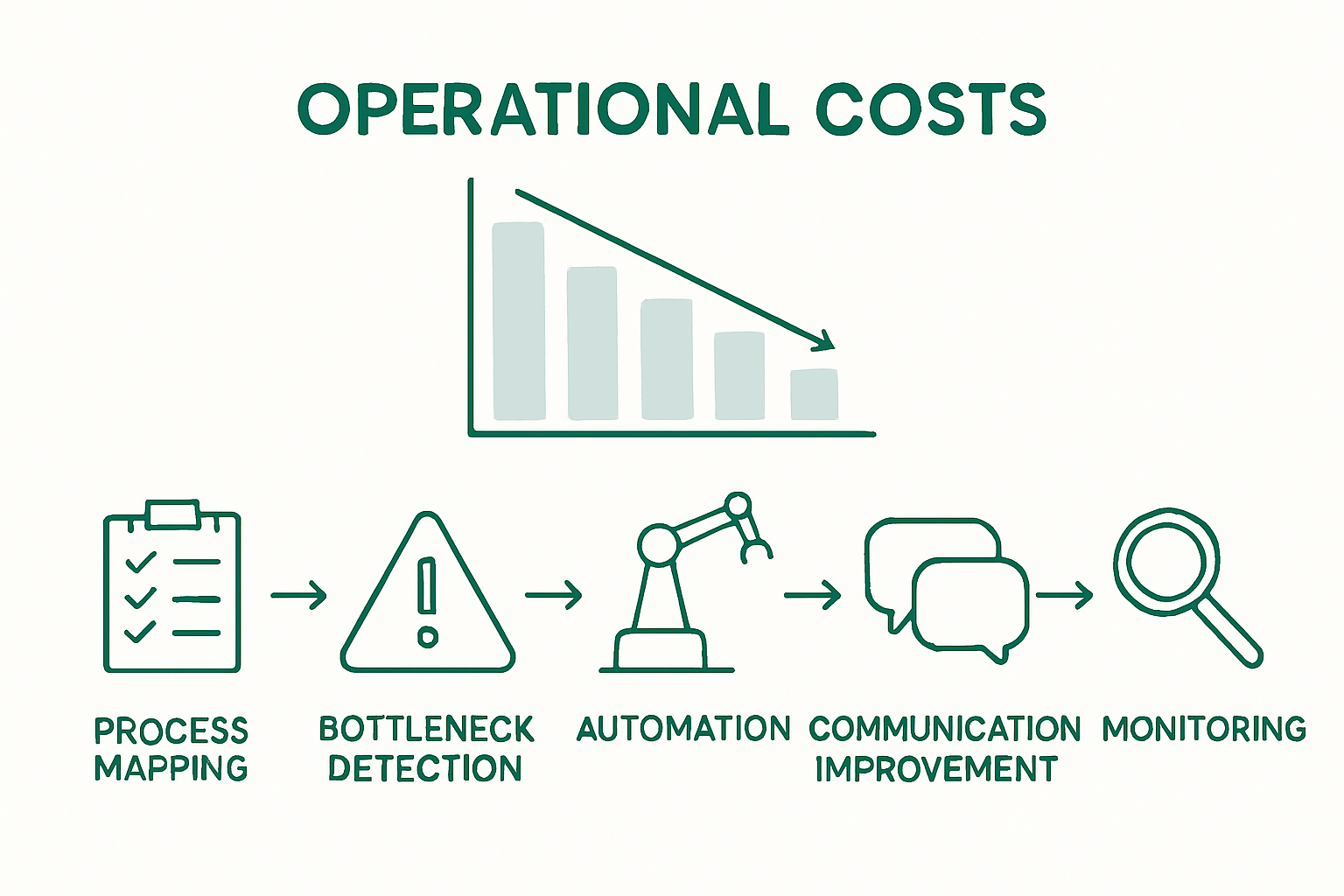 Five-step healthcare cost reduction process infographic