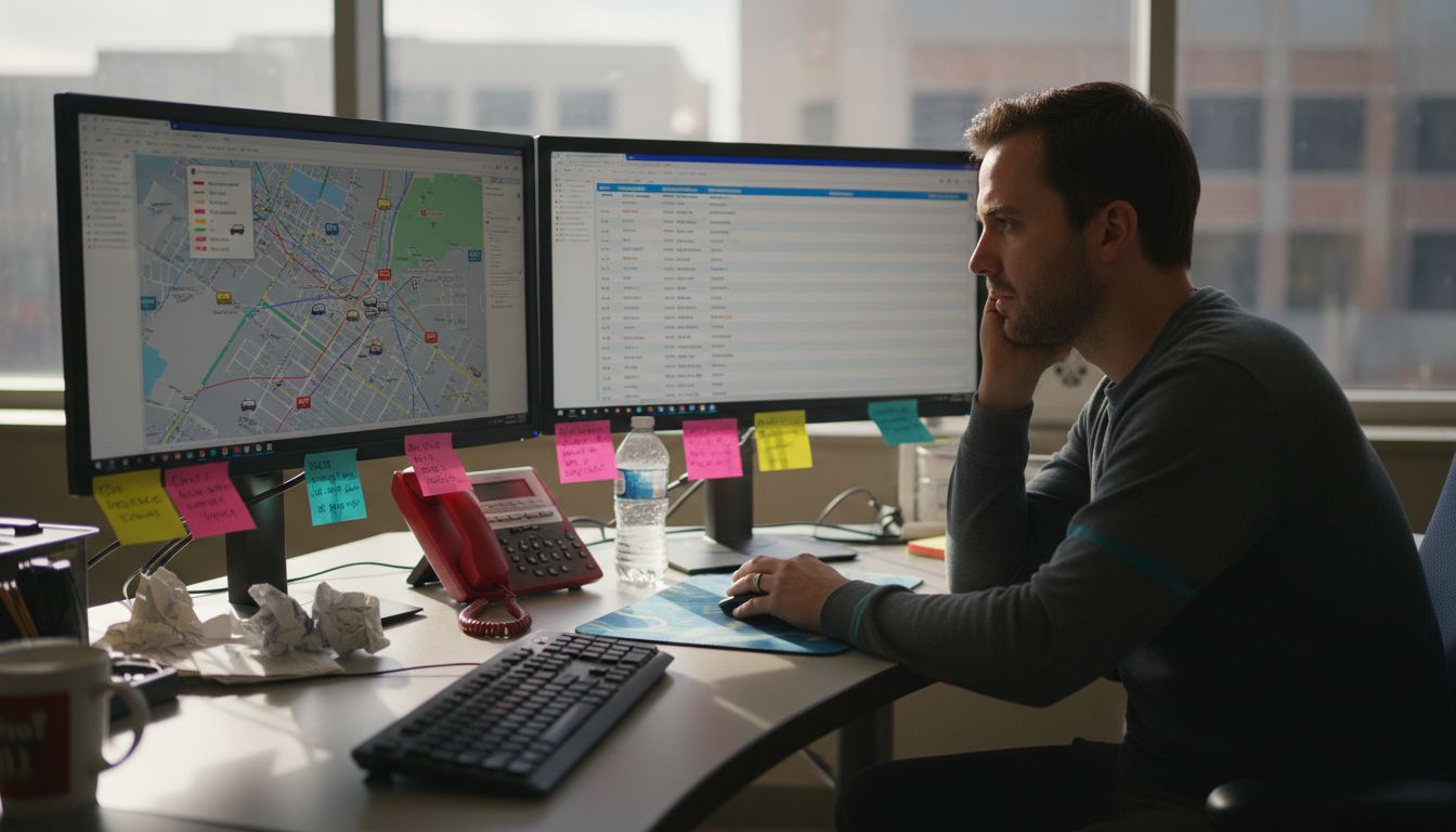 Dispatcher using medical transport scheduling software