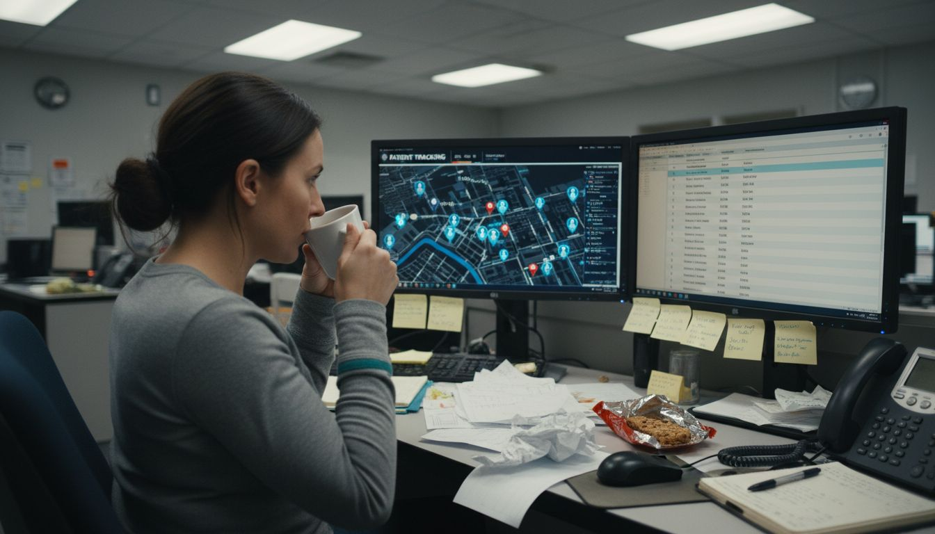 Dispatcher tracking digital patient transport routes