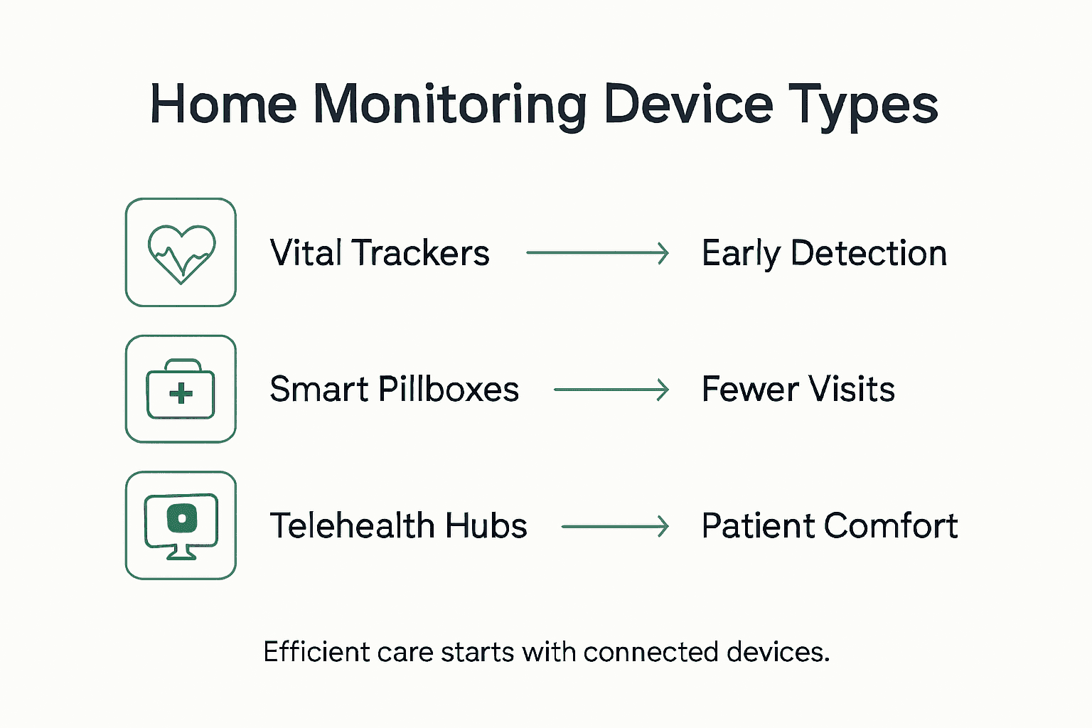 Infographic showing home monitoring device types and benefits