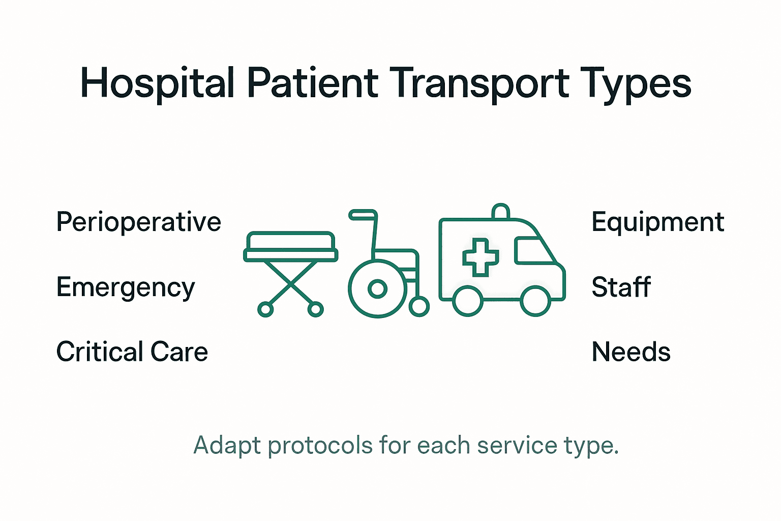 Infographic showing main hospital patient transport types