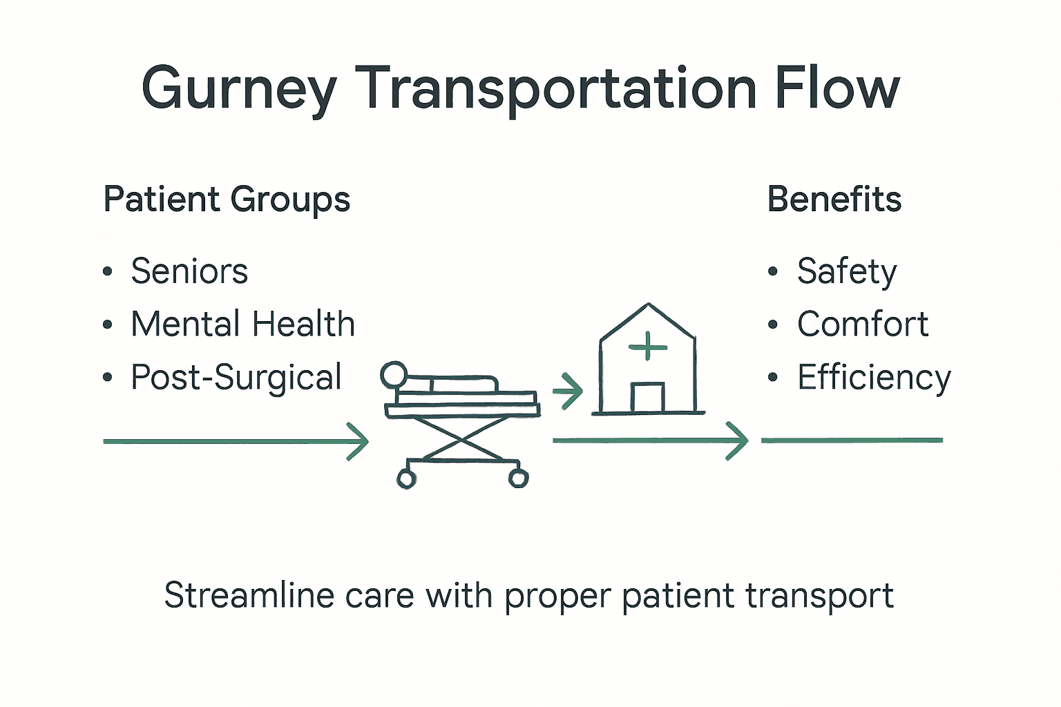 Infographic showing gurney transport use and benefits