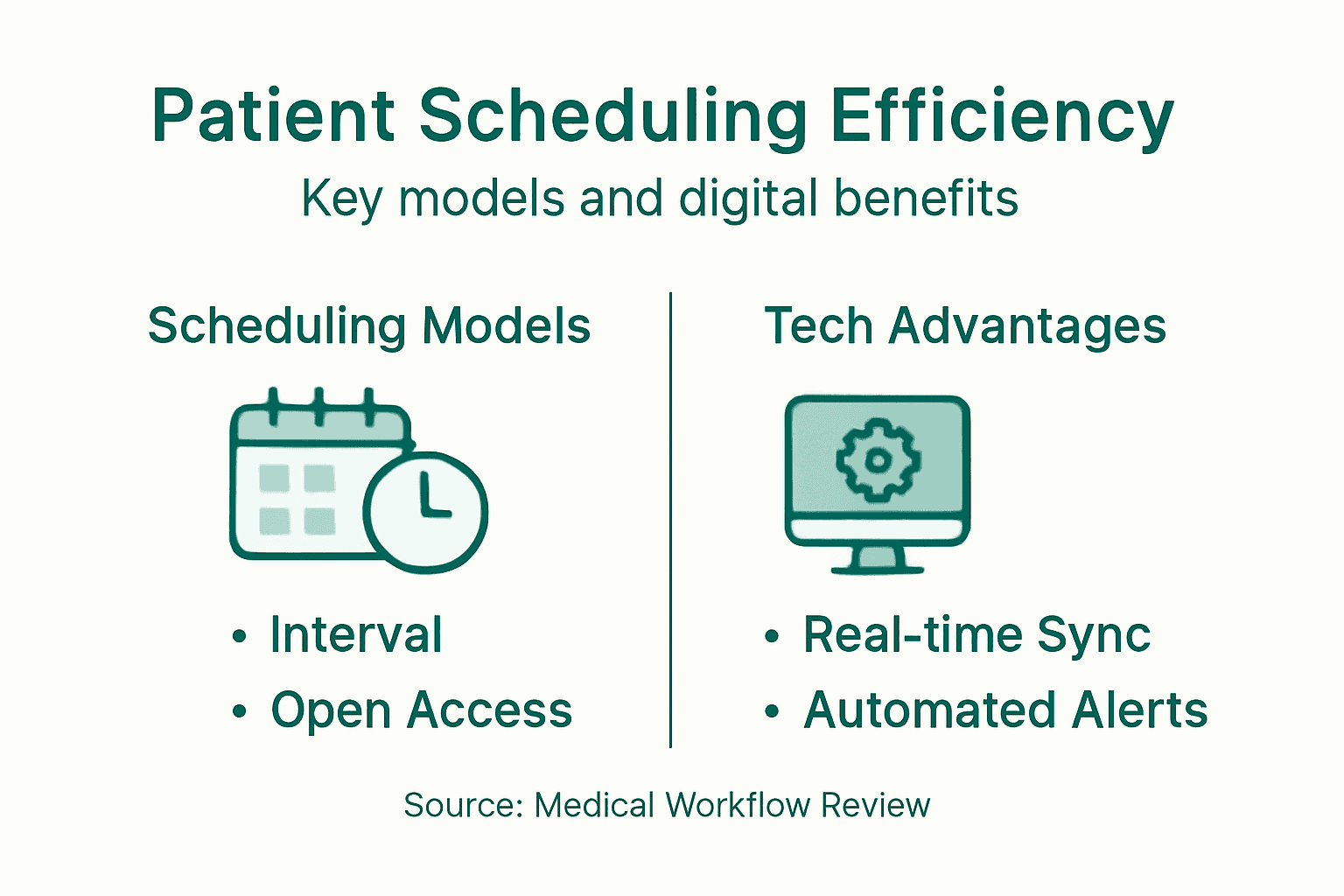 Infographic patient scheduling models and tech benefits