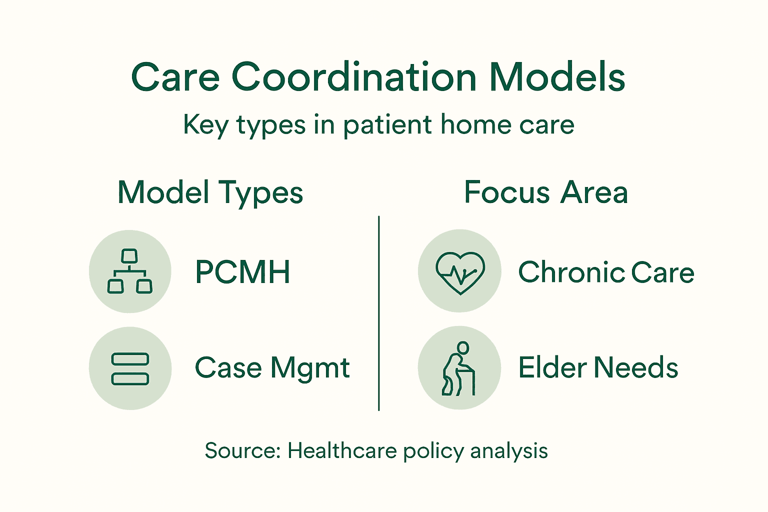 Infographic showing care coordination models overview