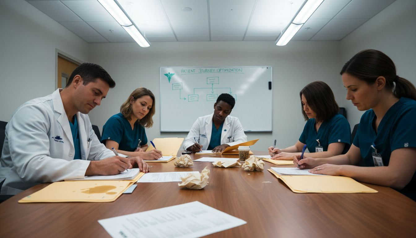 Hospital care team discussing patient strategies