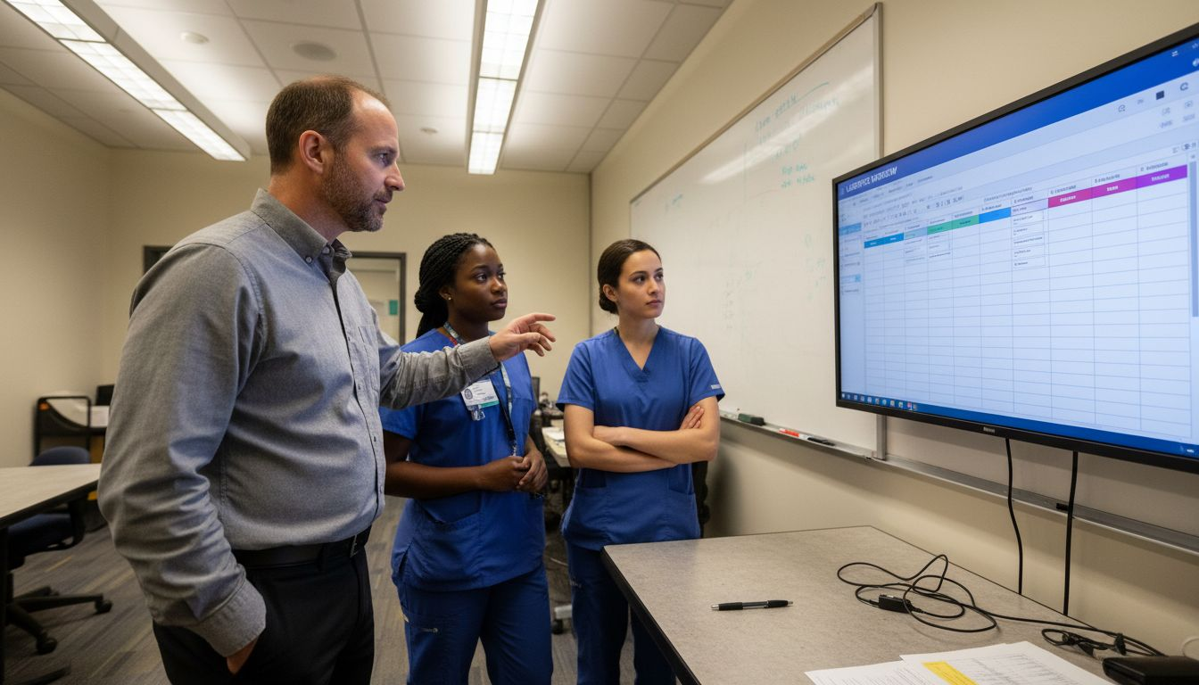 IT manager showing digital scheduling interface