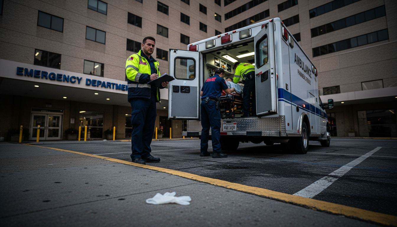 Ambulance team loading patient during emergency