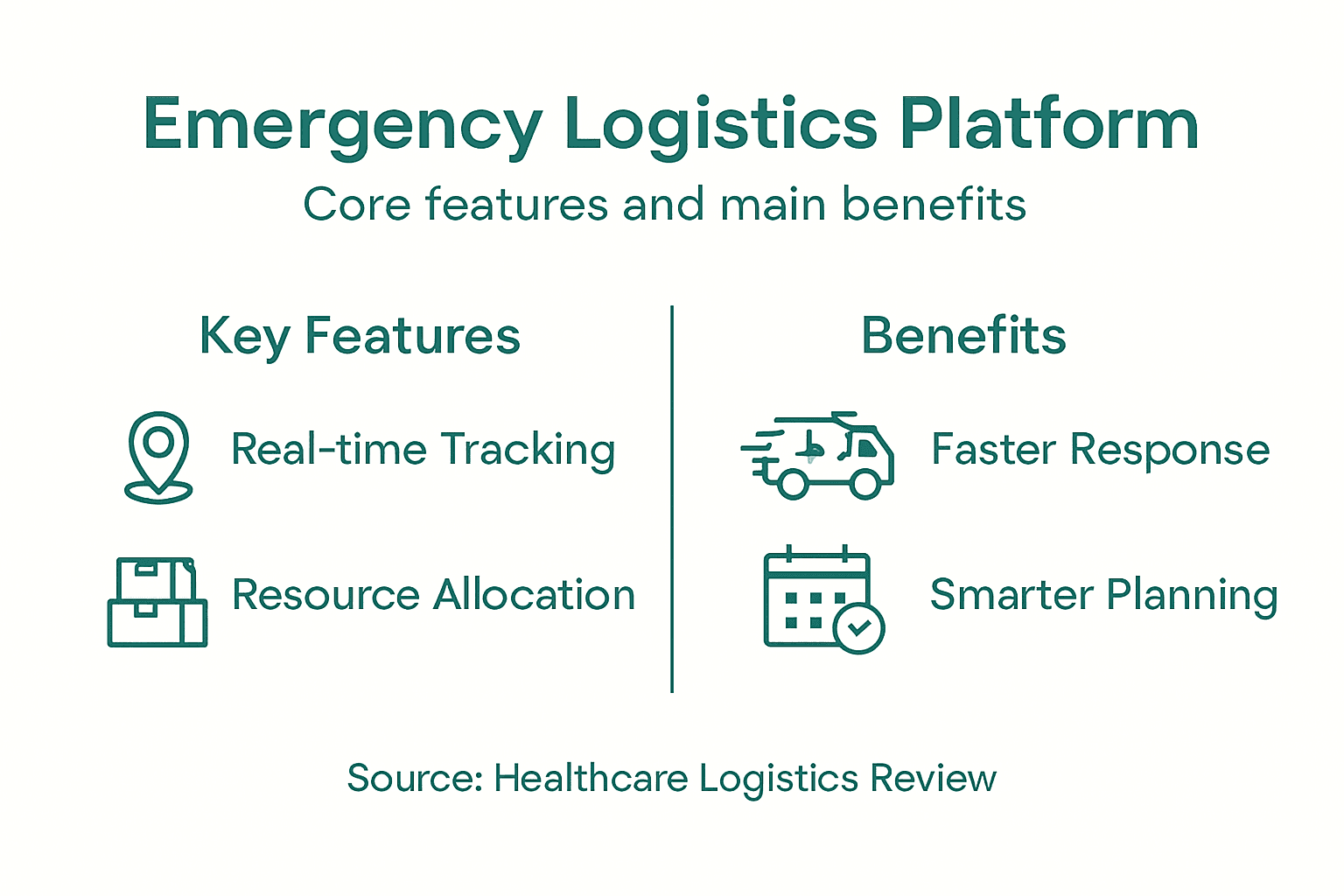 Infographic showing emergency logistics platform benefits