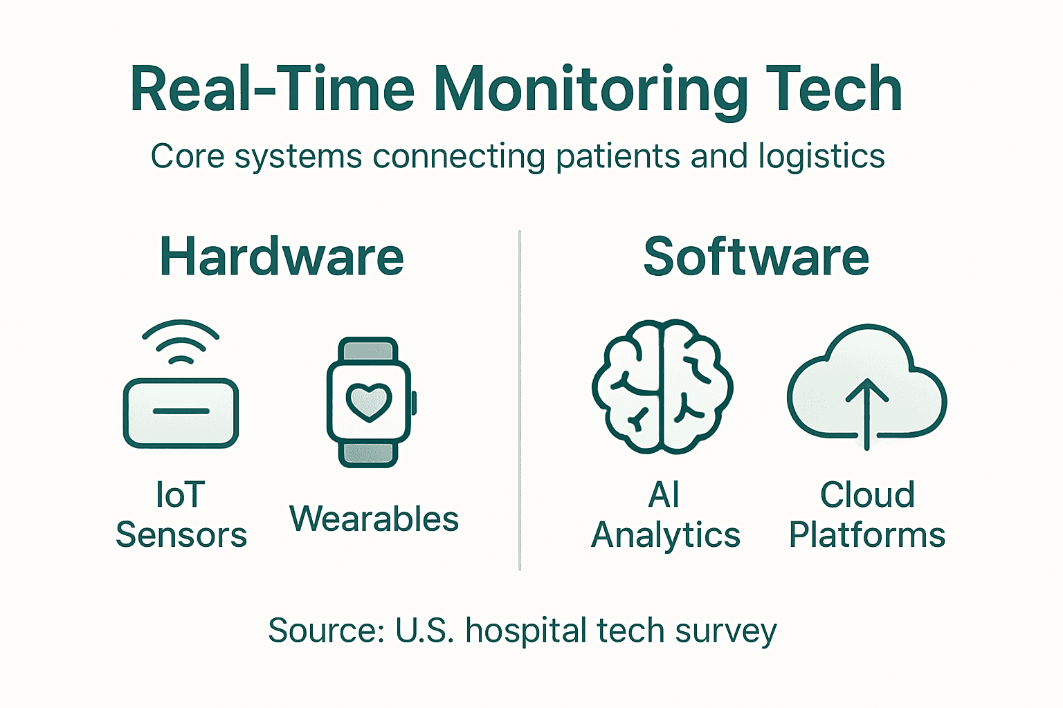 Infographic of hardware and software for patient monitoring