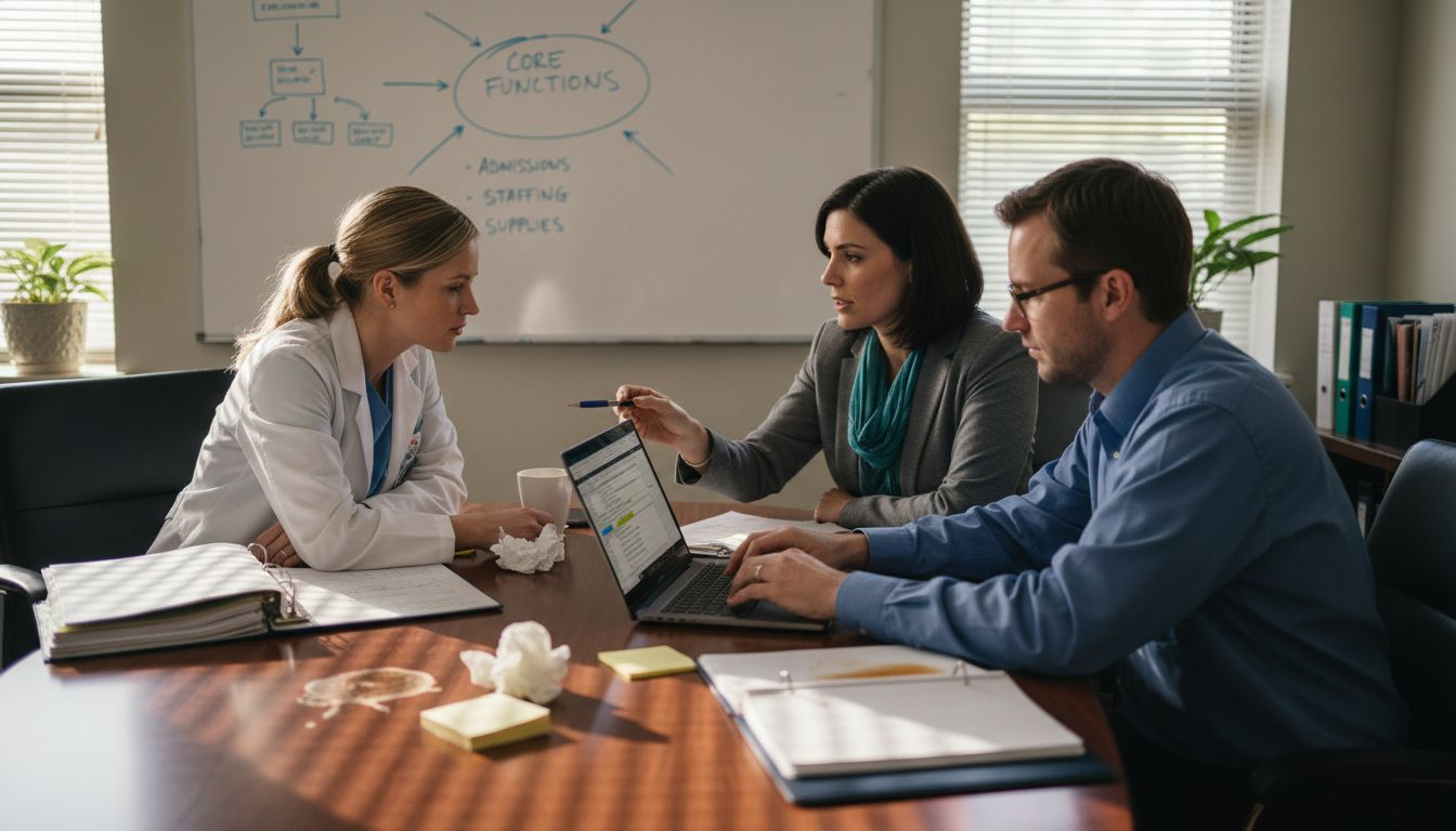 Healthcare team collaborating on care processes