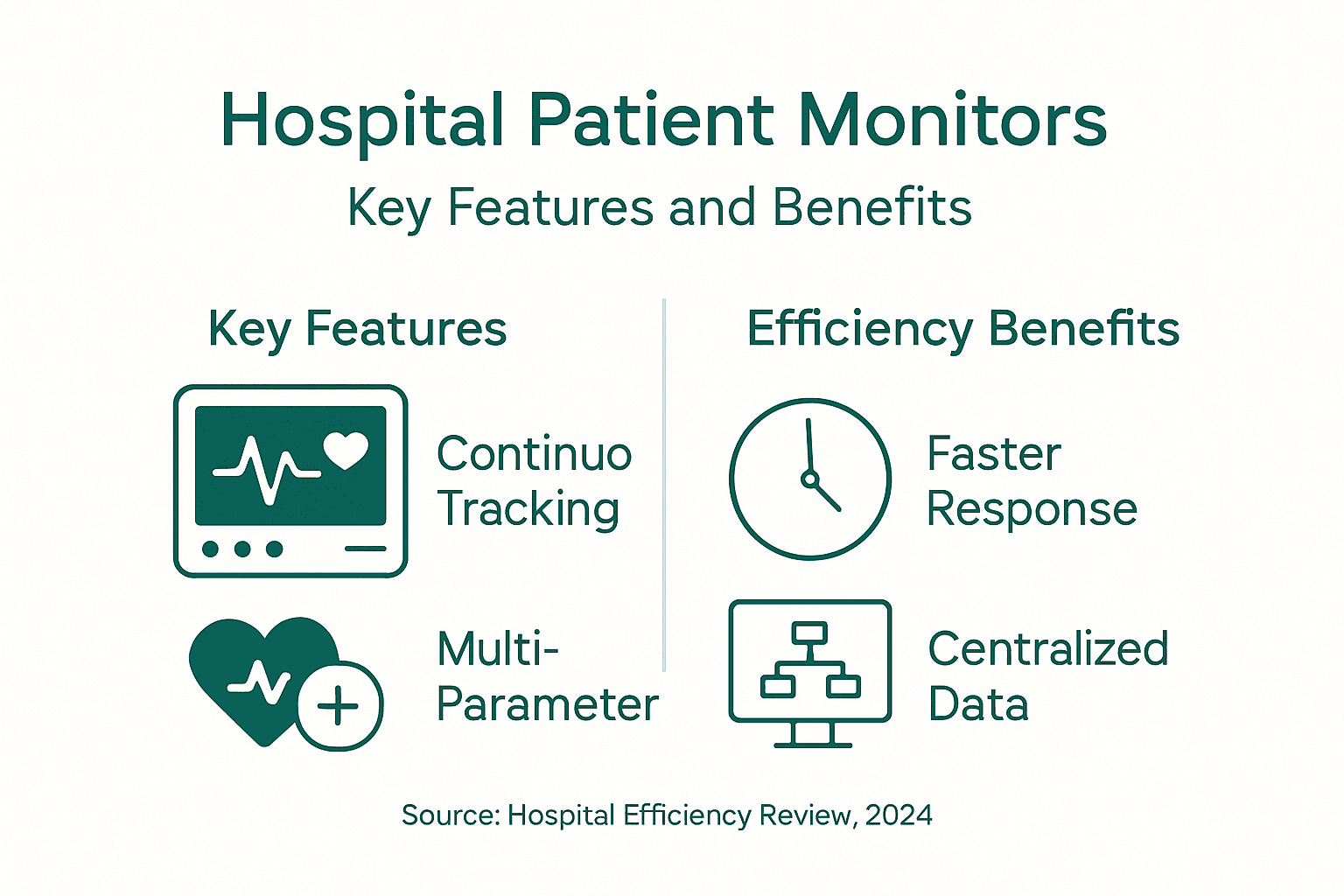 Infographic showing patient monitors’ features and hospital efficiency