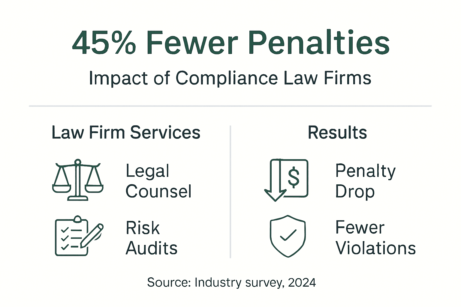 Infographic showing penalty reduction in healthcare compliance