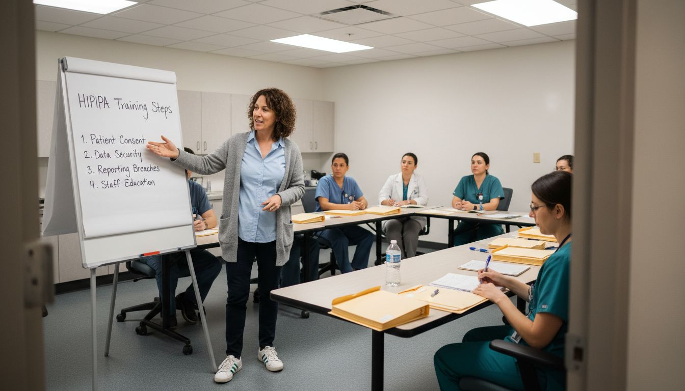 Trainer leads staff through compliance checklist
