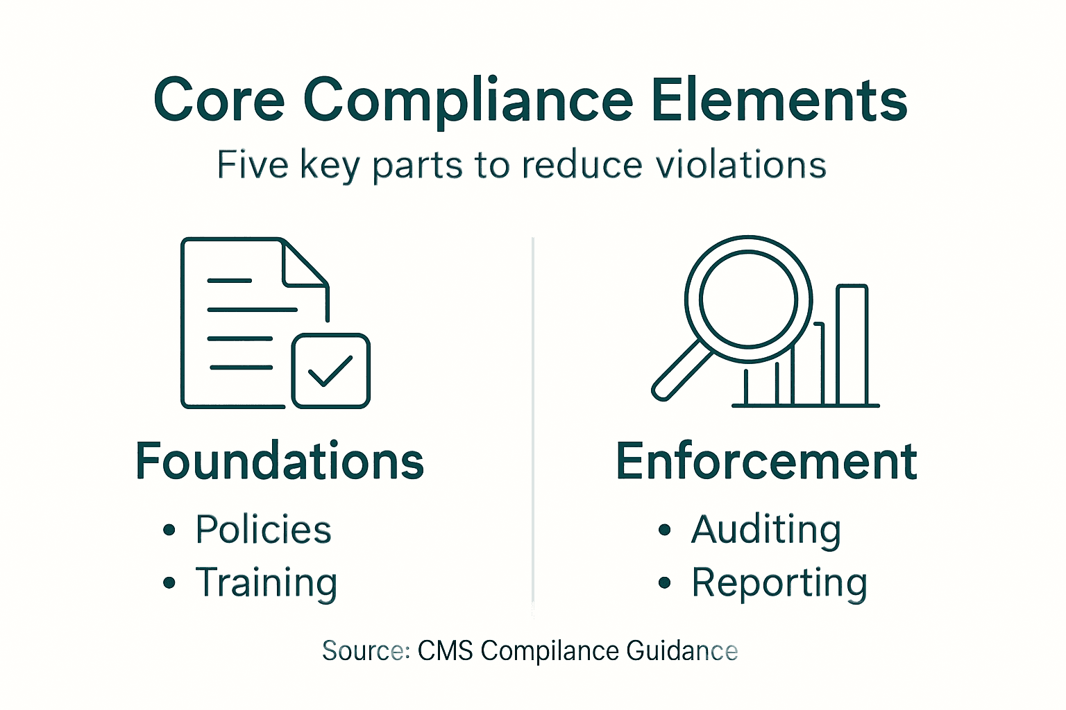 Infographic displaying components of compliance program