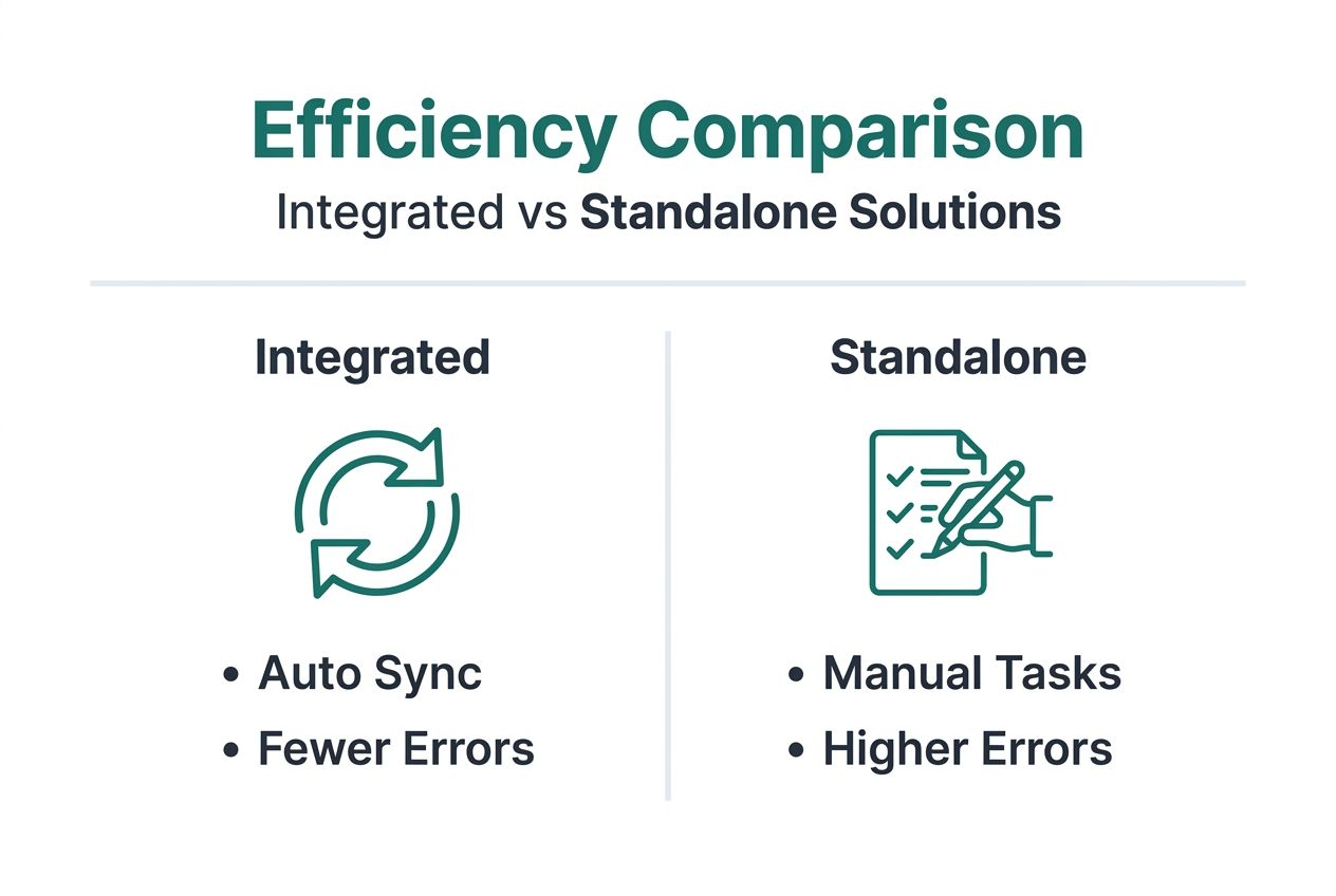 Infographic comparing integrated and standalone billing systems