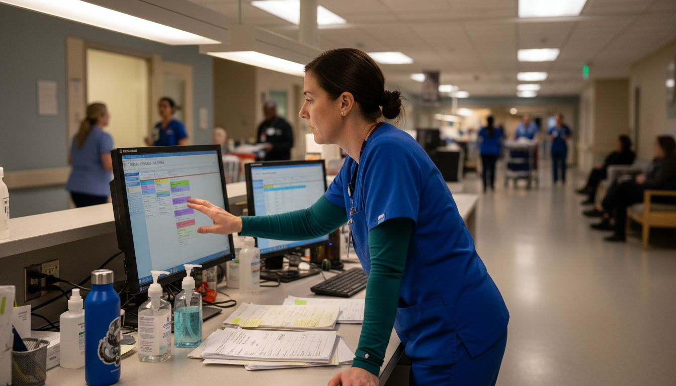 Charge nurse manages digital shift schedule