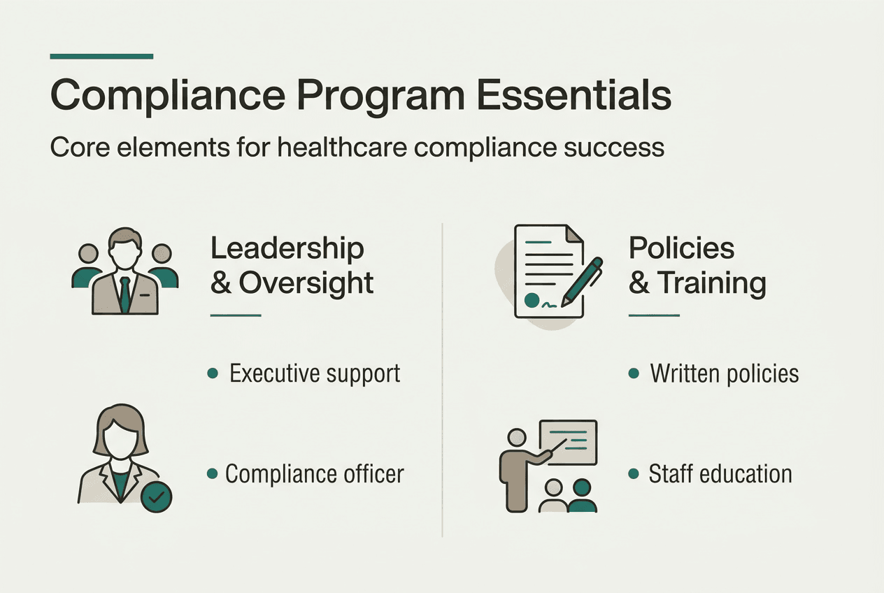Infographic of healthcare compliance program basics