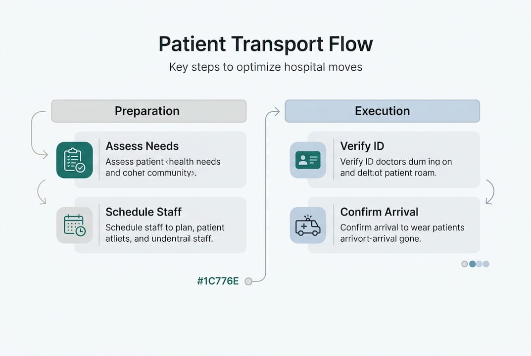 Infographic showing patient transport process steps