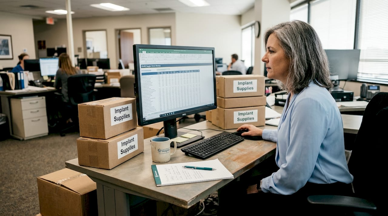 Supply chain manager reviewing inventory reports