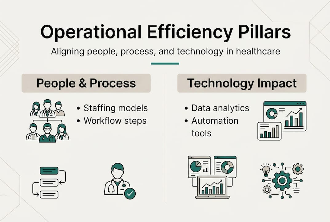 Infographic illustrating pillars of healthcare efficiency
