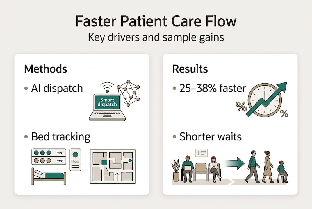 Infographic summarizing patient care flow gains