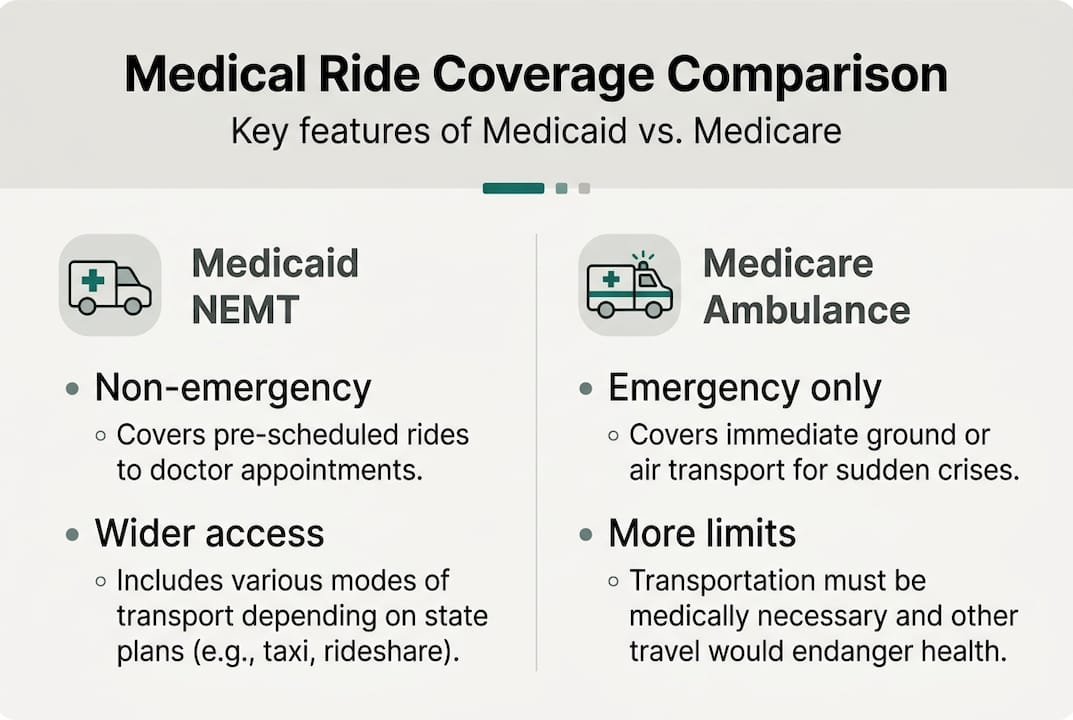 Infographic comparing Medicaid and Medicare transportation