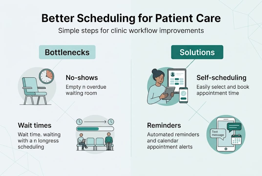 Infographic with scheduling problems and solutions