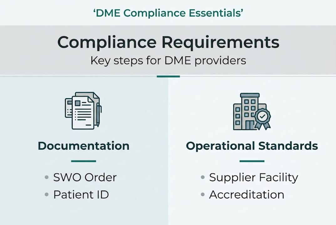 Infographic showing DME compliance steps