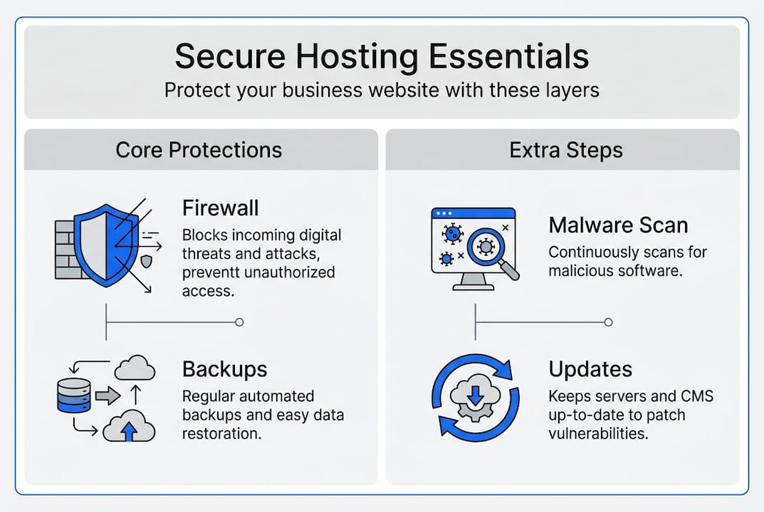 Infographic of secure web hosting layers