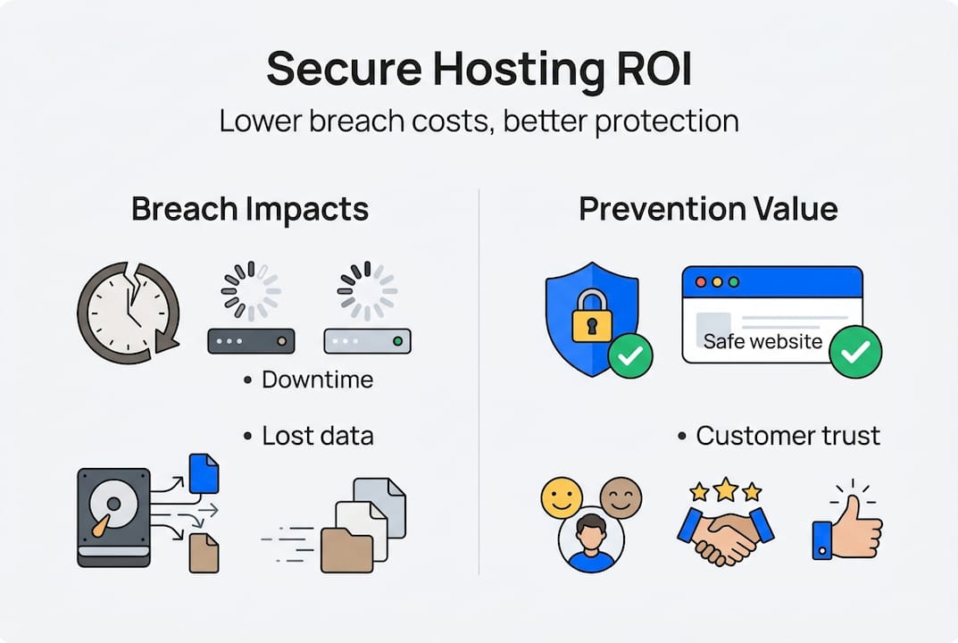 Infographic comparing breach impacts and prevention value